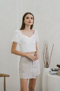 Odell Mesh Bow Crop Top In White