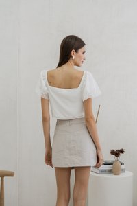 Odell Mesh Bow Crop Top In White