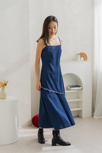 Madilyn Slanted Camisole Denim Maxi Dress (XS)
