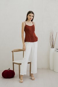 Calianna Button Camisole Top In Rust