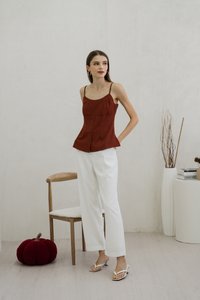 Calianna Button Camisole Top In Rust