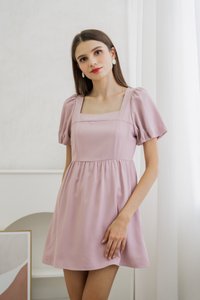 Seraphina Puffed Sleeves Dress Romper In Pink