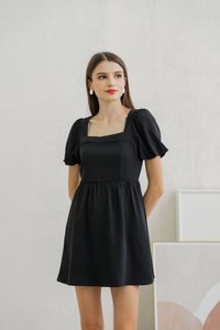 Seraphina Puffed Sleeves Dress Romper In Black (XS)