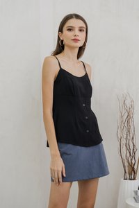 Calianna Button Camisole Top In Black (XS)