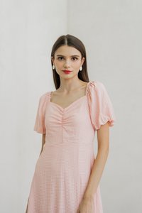 Zila Sweetheart Gingham Midi Dress In Pink