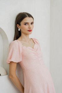 Zila Sweetheart Gingham Midi Dress In Pink