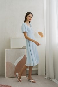 Zila Sweetheart Gingham Midi Dress In Blue (XS)