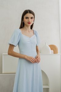 Zila Sweetheart Gingham Midi Dress In Blue (XS)