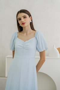 Zila Sweetheart Gingham Midi Dress In Blue (XS)