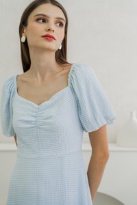 Zila Sweetheart Gingham Midi Dress In Blue (XS)