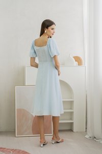 Zila Sweetheart Gingham Midi Dress In Blue (XS)