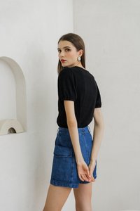 Petula Eyelet Knitted Top In Black (XS)