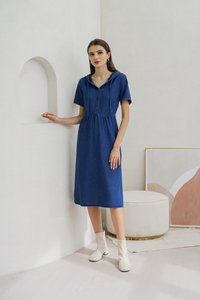Celeste Hoodie Button Denim Midi Dress (XS)