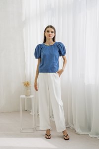 Trinity Puff Sleeves Denim Top (XS)