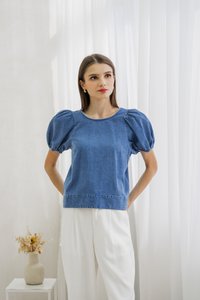 Trinity Puff Sleeves Denim Top (XS)
