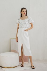 Hallie Flared Sleeve Sweetheart Top (XS)