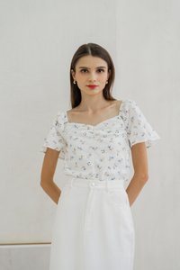 Hallie Flared Sleeve Sweetheart Top (XS)