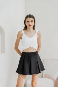 Giselle Padded Overlap Crop Top In White
