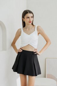 Giselle Padded Overlap Crop Top In White