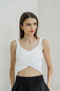 Giselle Padded Overlap Crop Top In White