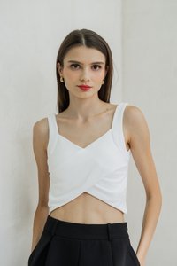 Giselle Padded Overlap Crop Top In White