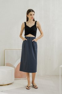 Giselle Padded Overlap Crop Top In Black (XS)
