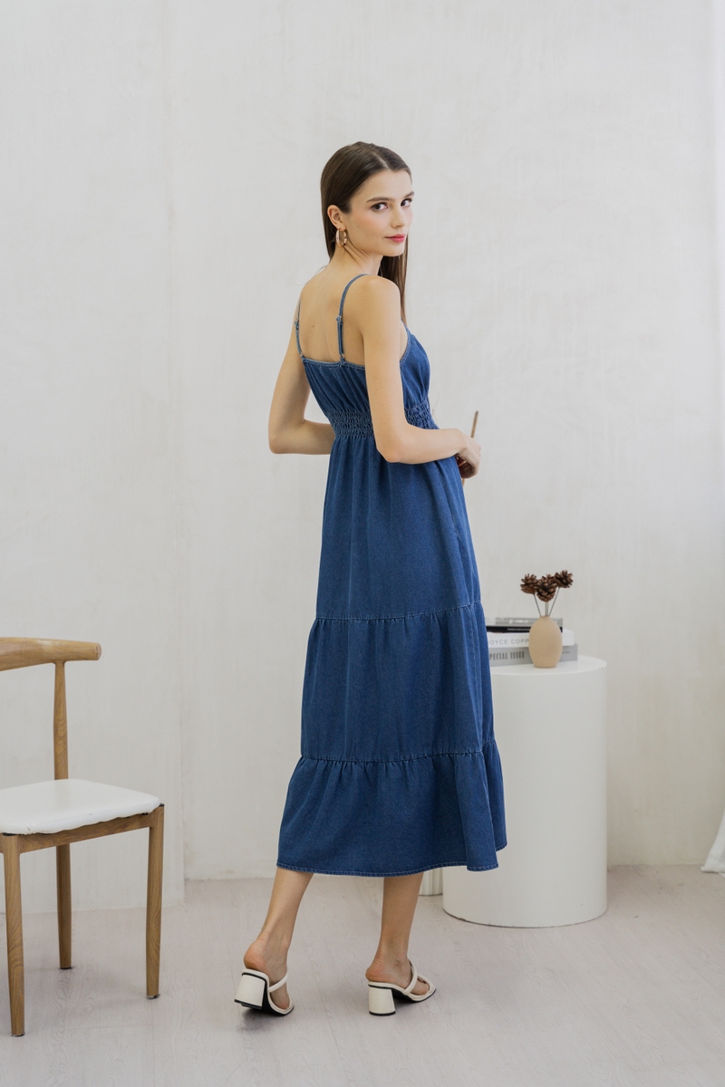 Pixie Camisole Denim Maxi Dress in Dark Wash Pixie Camisole Denim Maxi Dress in Dark Wash