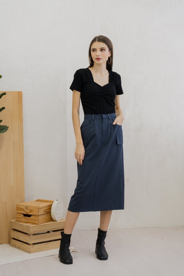 Yuka Ribbed Padded Sweetheart Top In Black (XS)