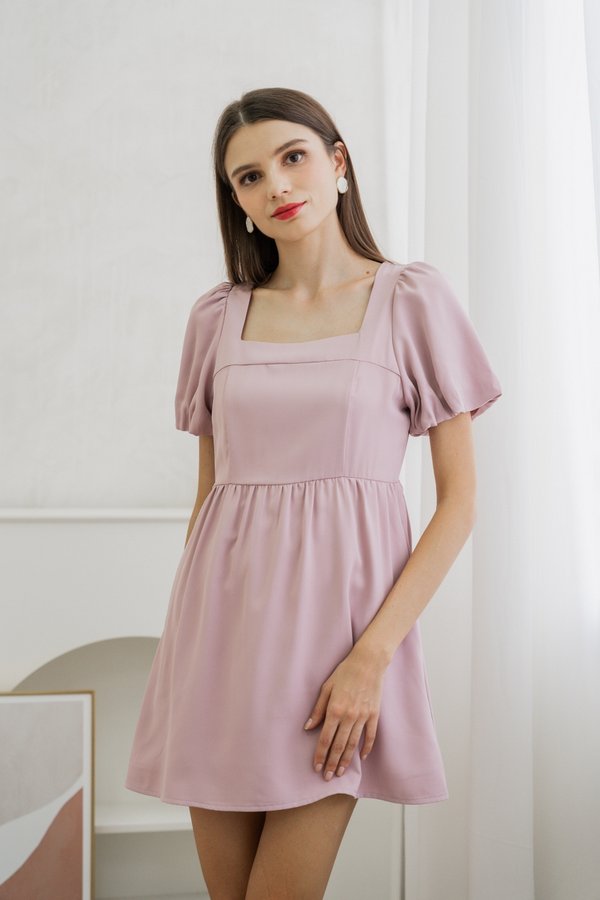 Seraphina Puffed Sleeves Dress Romper In Pink