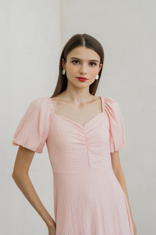 Zila Sweetheart Gingham Midi Dress In Pink
