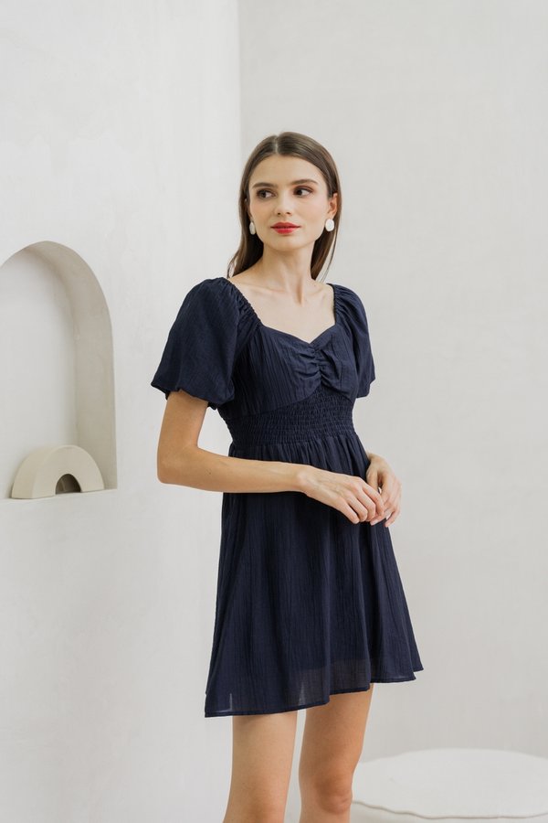 Shay Textured Sweetheart Dress Romper In Navy (XS)