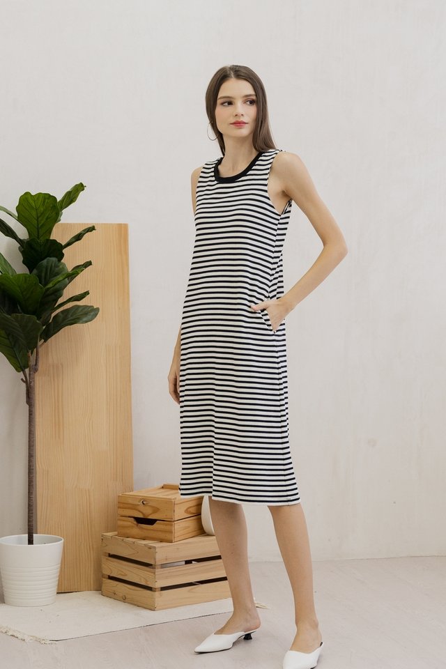 Adelaide Textured Stripes Midi Dress