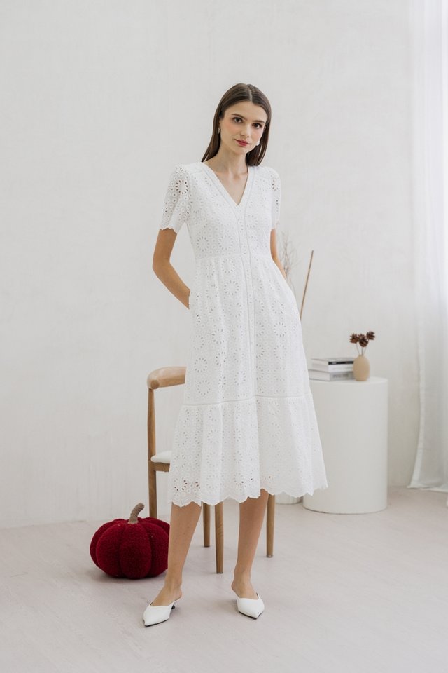 Azalea Eyelet Maxi Dress In White