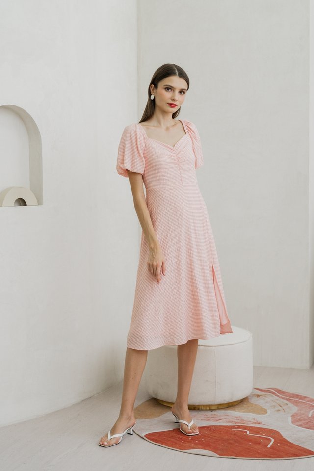 Zila Sweetheart Gingham Midi Dress In Pink 