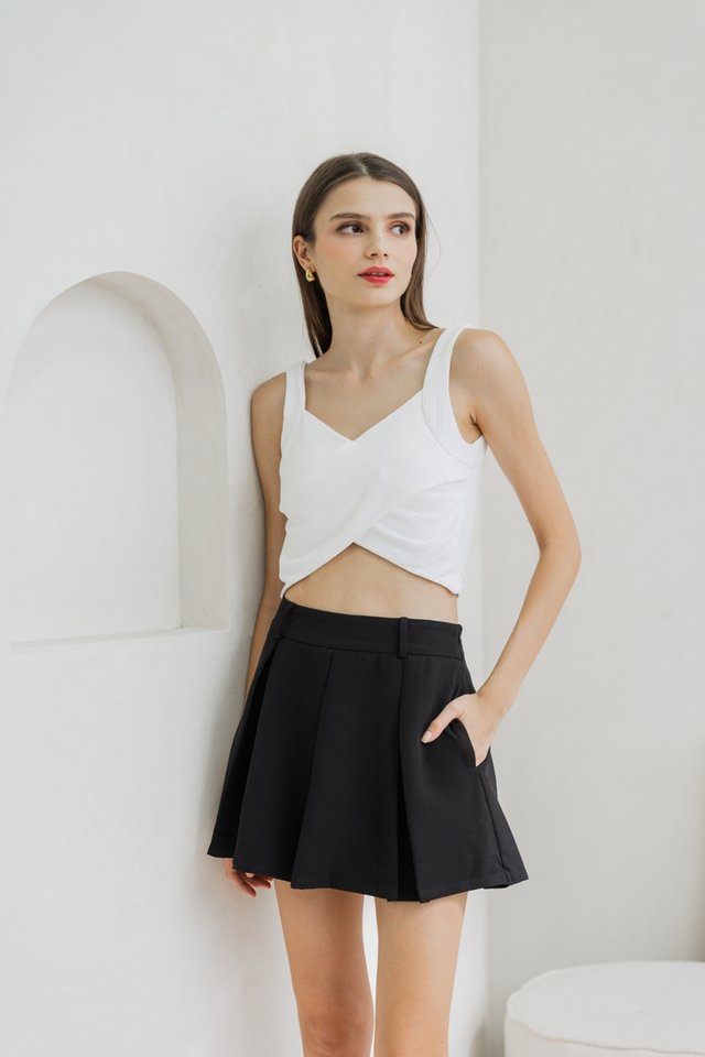 Giselle Padded Overlap Crop Top In White
