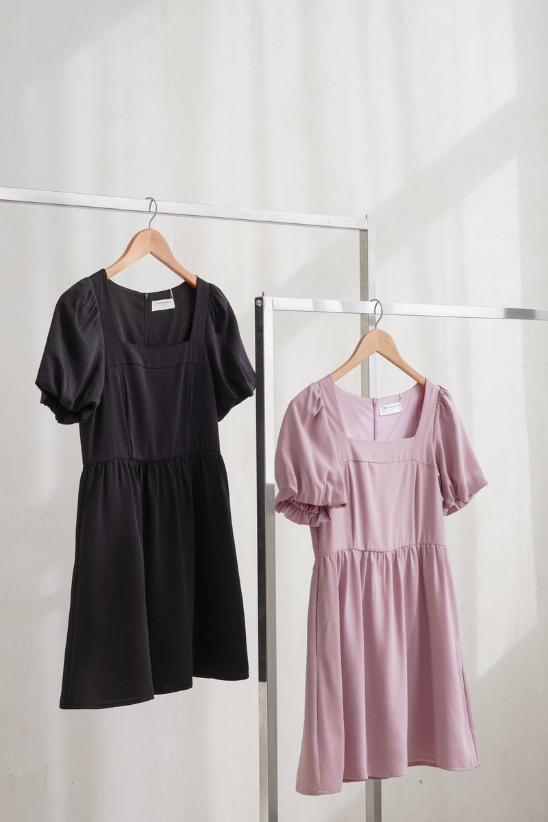 Seraphina Puffed Sleeves Dress Romper In Black (XS)