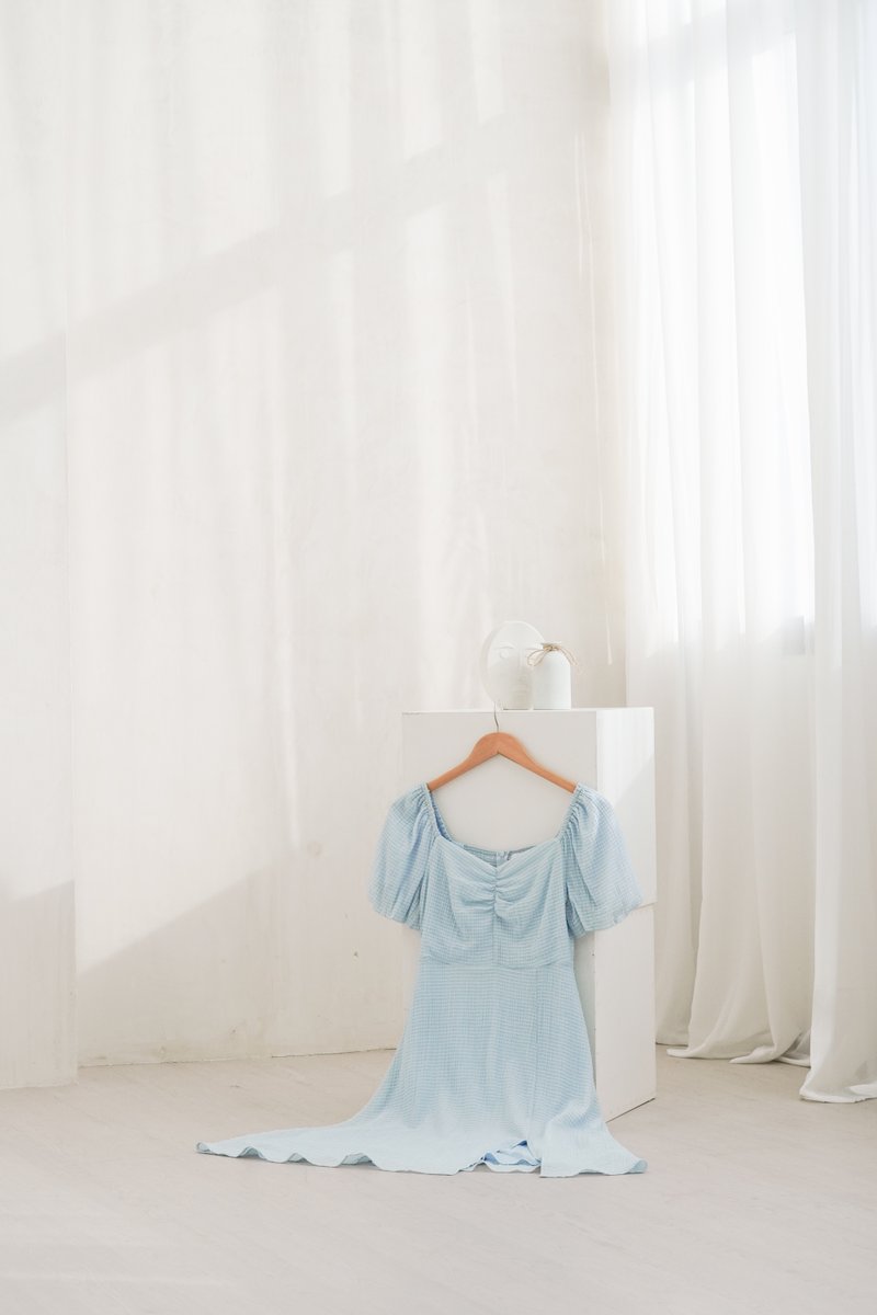 Zila Sweetheart Gingham Midi Dress In Blue (XS)