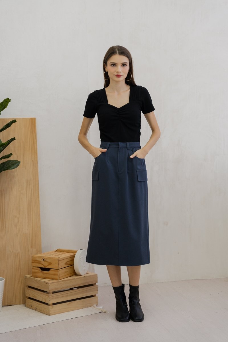 Yuka Ribbed Padded Sweetheart Top In Black (XS)