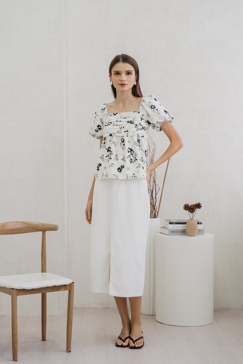 Mandy Pleated Eyelet Top (XS)