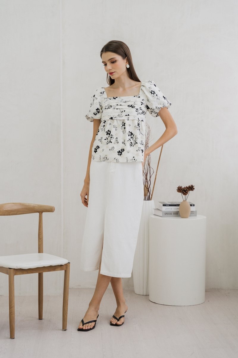 Mandy Pleated Eyelet Top (XS)