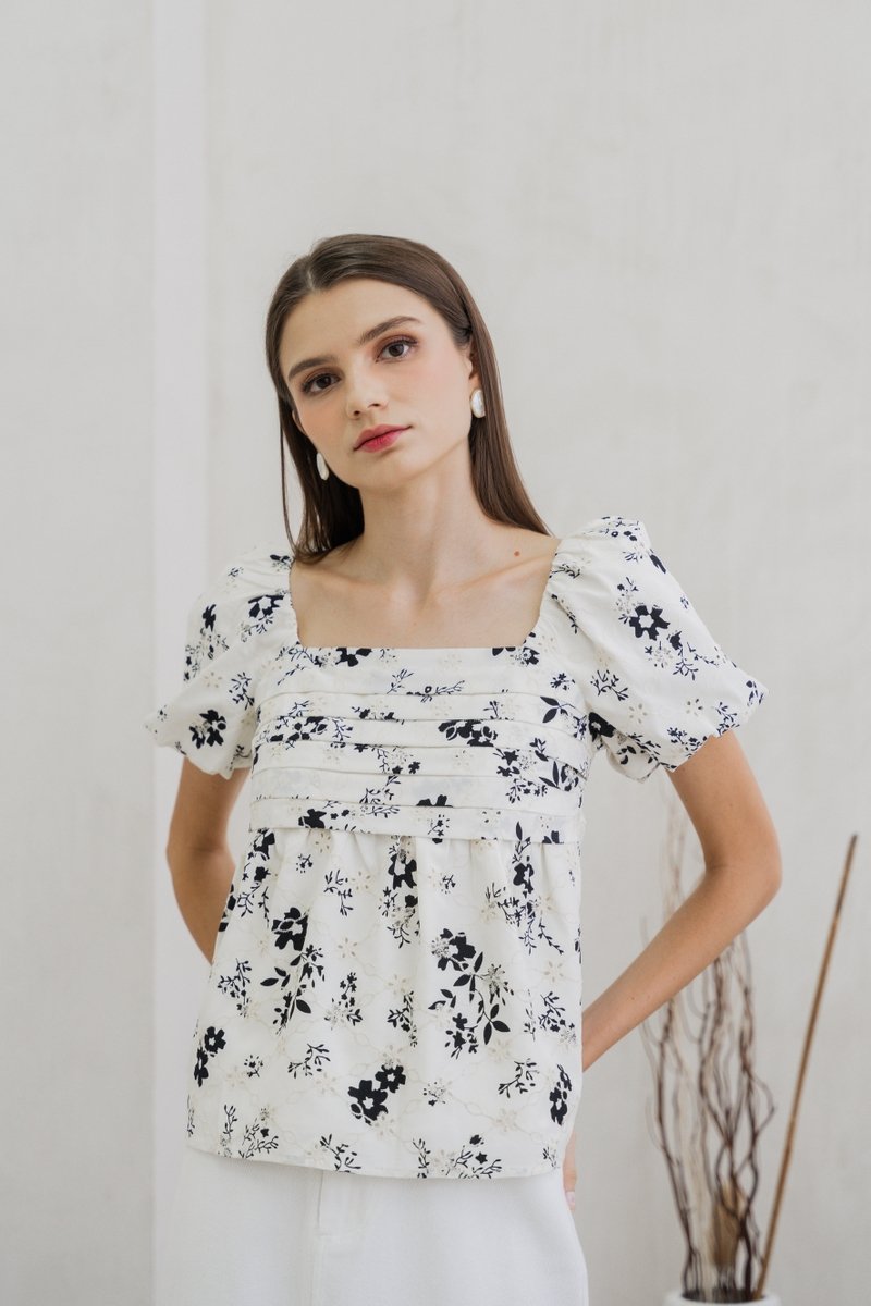 Mandy Pleated Eyelet Top (XS)
