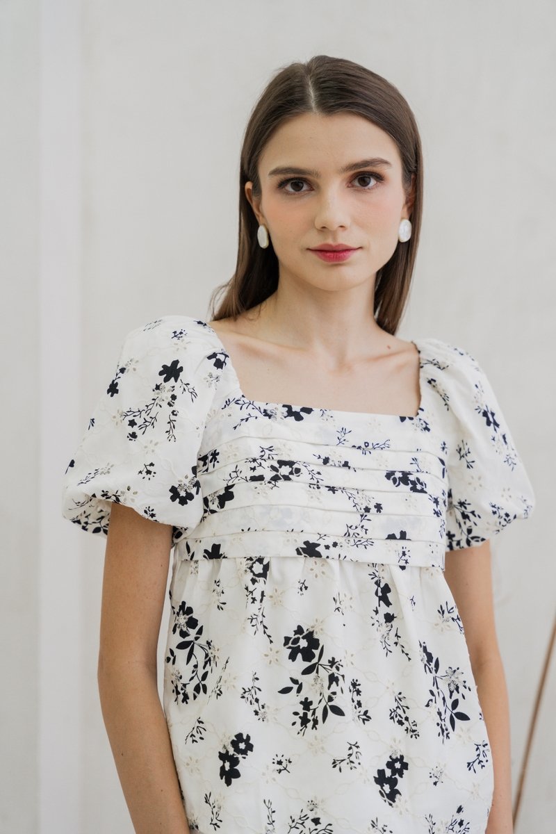 Mandy Pleated Eyelet Top (XS)