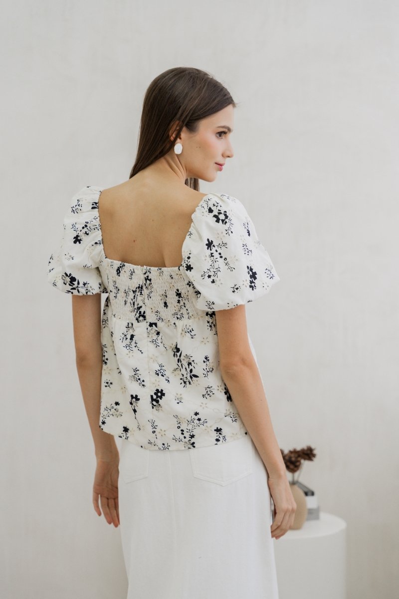 Mandy Pleated Eyelet Top (XS)