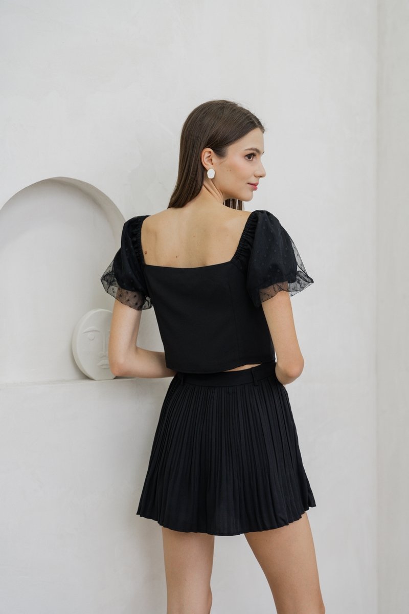 Odell Mesh Bow Crop Top In Black