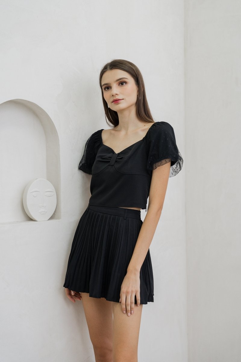 Odell Mesh Bow Crop Top In Black