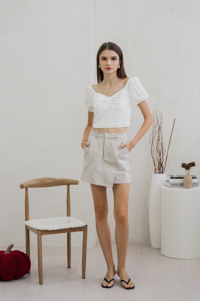 Odell Mesh Bow Crop Top In White