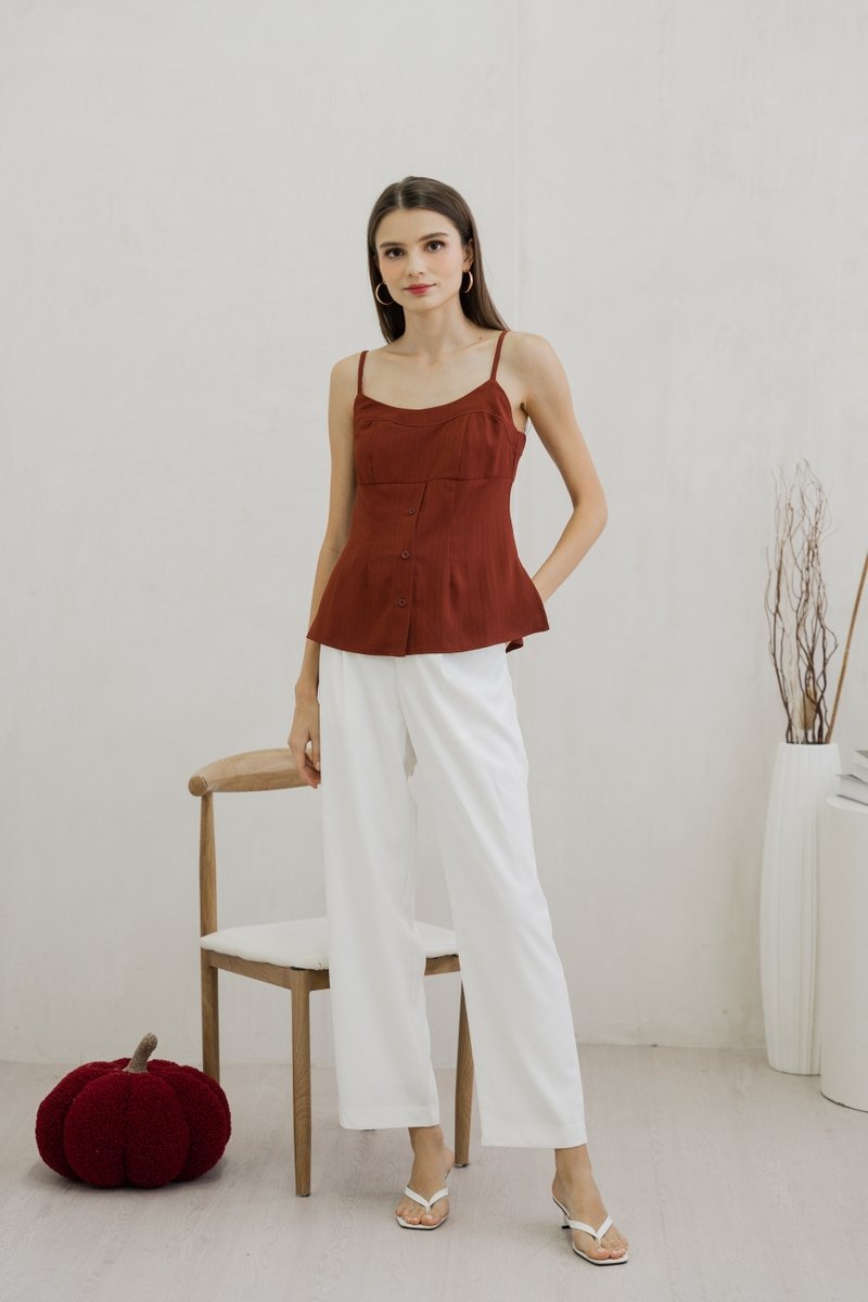 Calianna Button Camisole Top In Rust