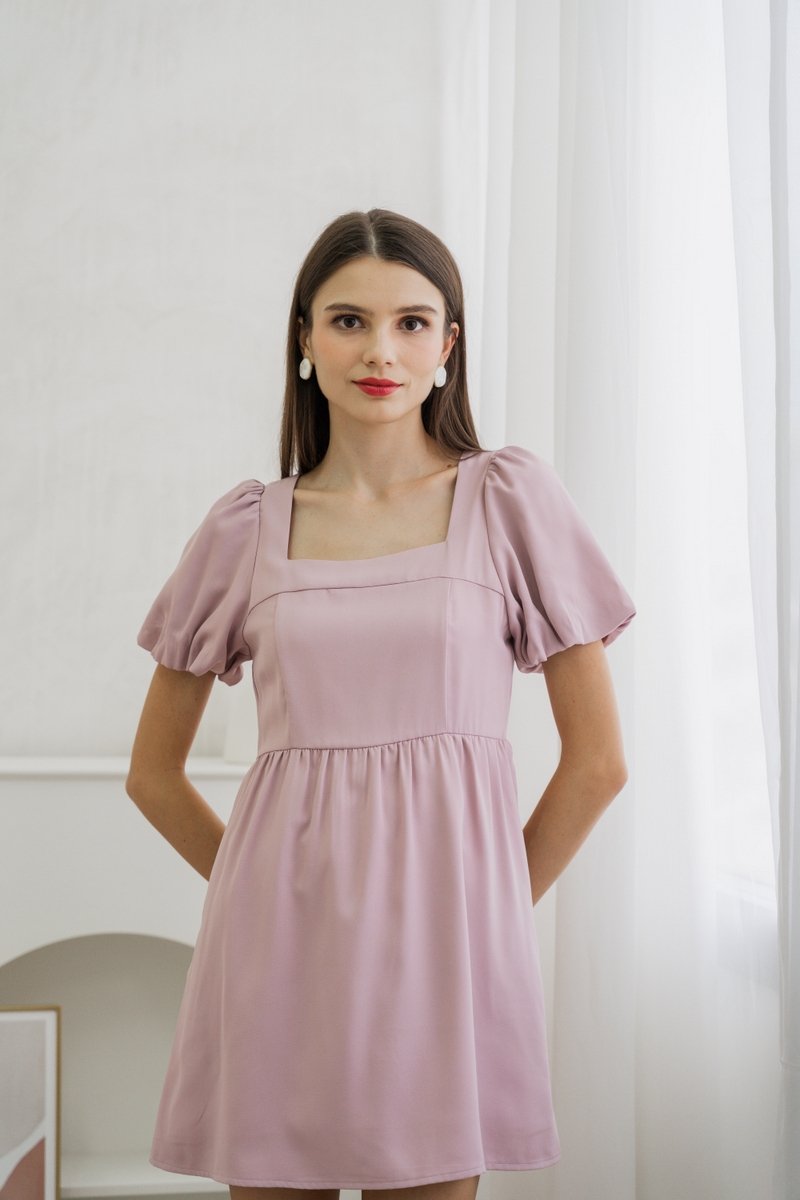 Seraphina Puffed Sleeves Dress Romper In Pink