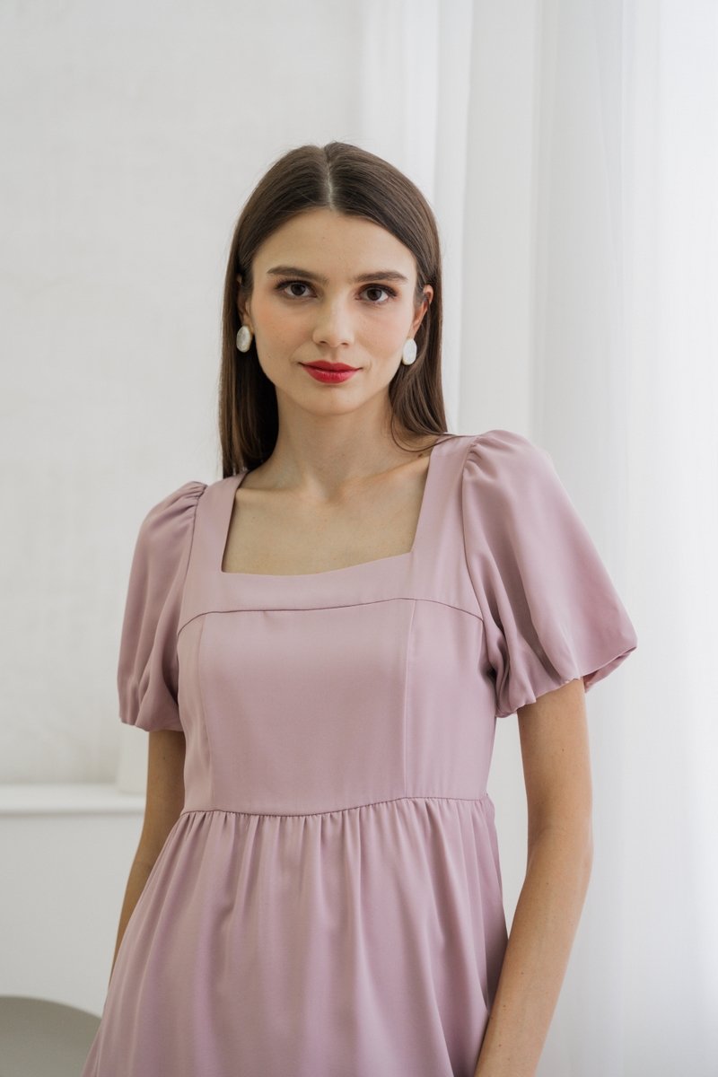 Seraphina Puffed Sleeves Dress Romper In Pink