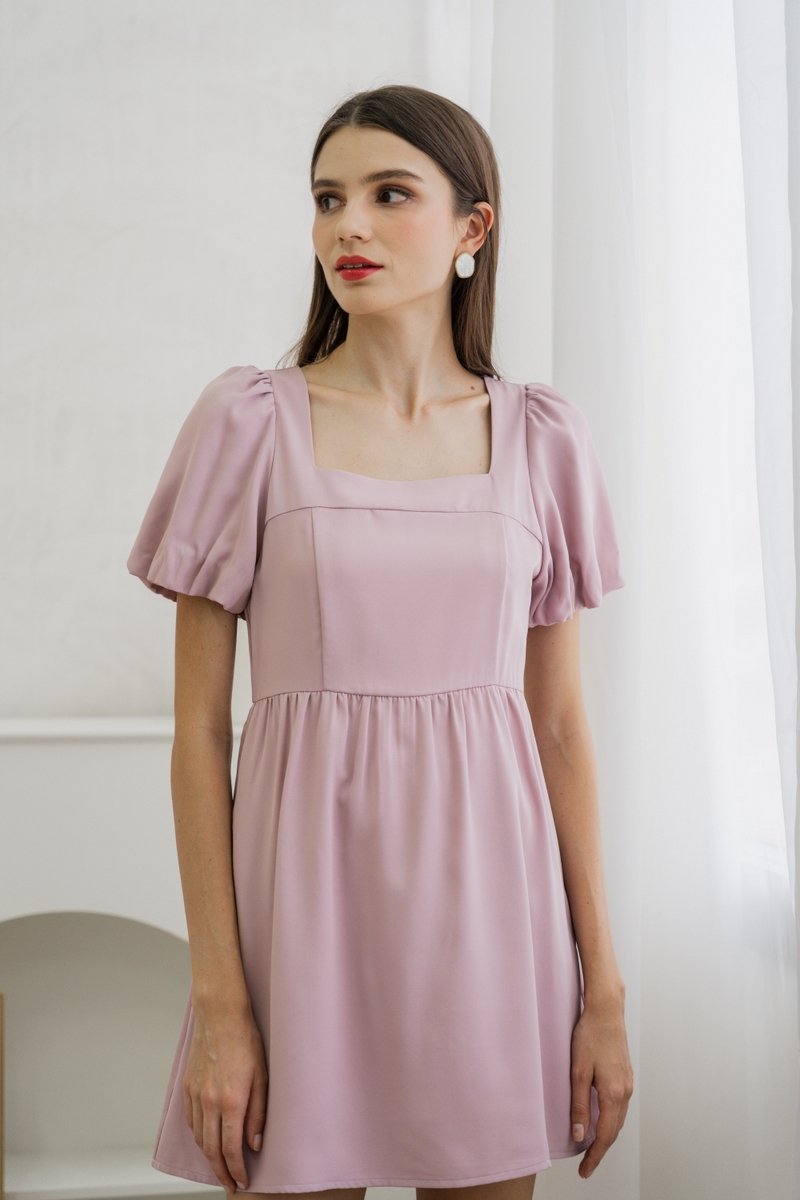 Seraphina Puffed Sleeves Dress Romper In Pink